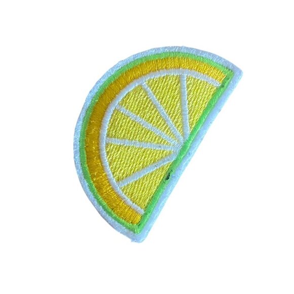 5pc Embroidered Patch Set NY Lemon Cherry Lips Blessed - Picture 3 of 6